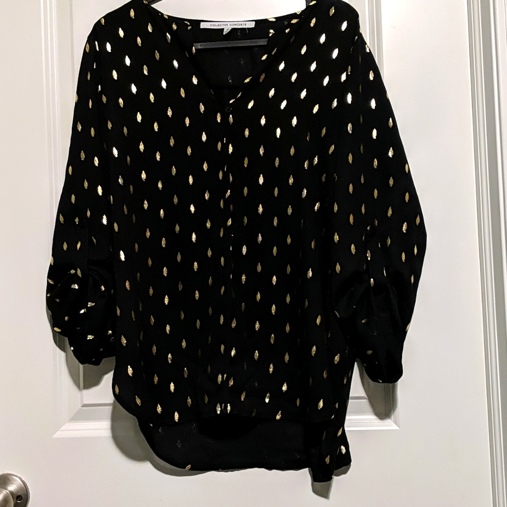 New, Black and Gold Blouse